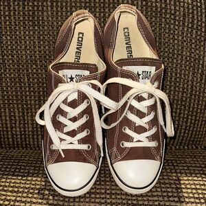 Converse Low Top Sneakers — Brown with White Accents
